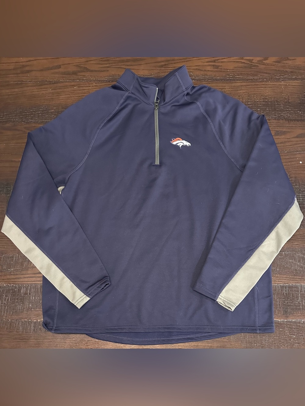 Denver Broncos OTS Men’s Navy Blue Size XL Warm Pullover NFL Apparel Quarter Zip